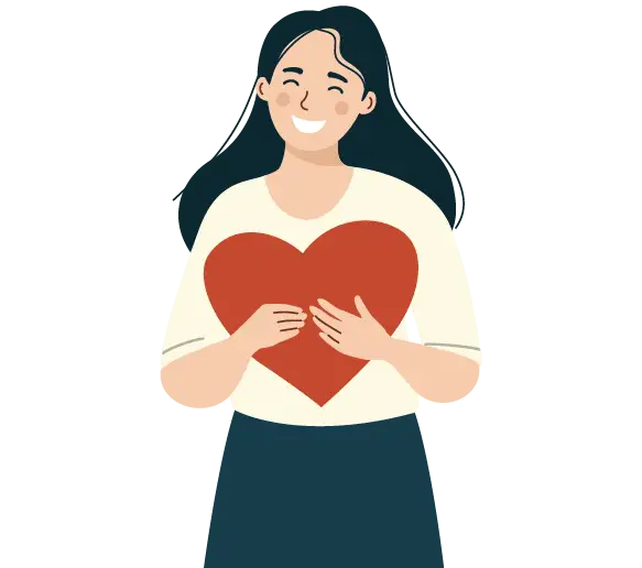 ilustración de una mujer sosteniendo un corazón